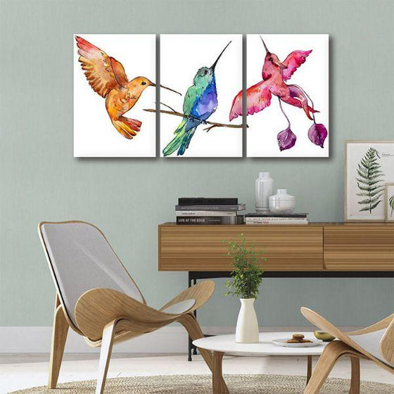 Colorful Hummingbirds Canvas Wall Art Print
