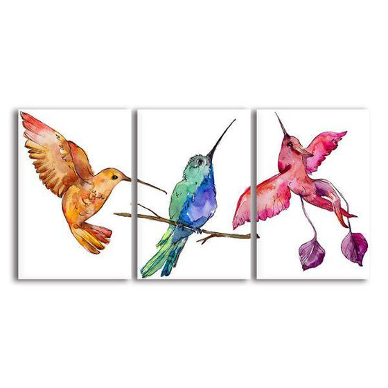 Colorful Hummingbirds Canvas Wall Art