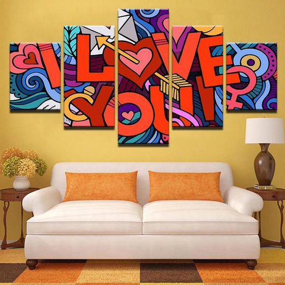 Colorful I Love You Wall Art Canvas
