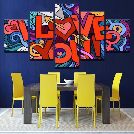 Colorful I Love You Wall Art Dining Room