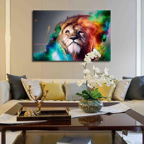 Colorful Lion Head Canvas Wall Art Print