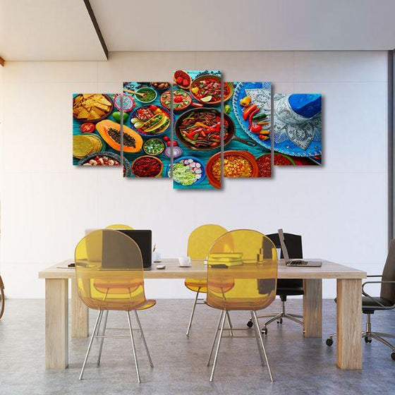Colorful Mexican Food 5 Panels Canvas Wall Art Kitchen
