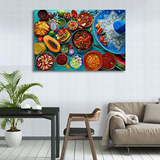 Colorful Mexican Food Canvas Wall Art Print
