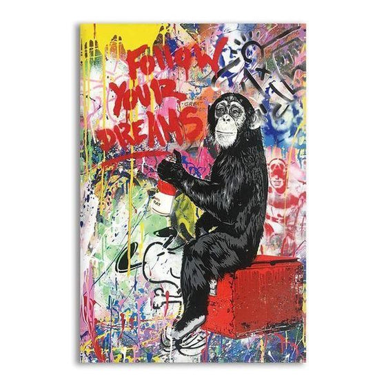 Colorful Monkey Graffiti Canvas Wall Art