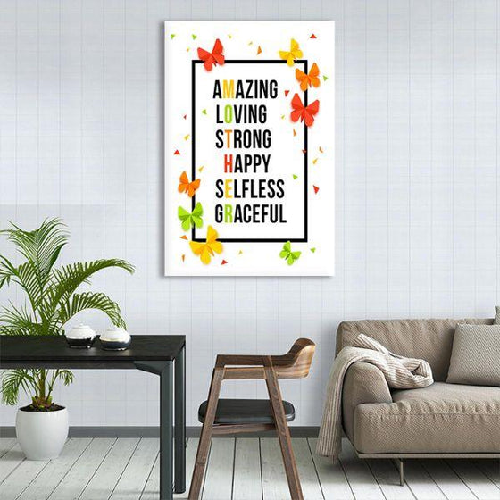 Colorful Mother Quote Canvas Wall Art Print