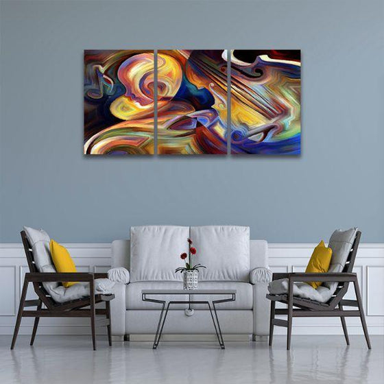 Colorful Music 3 Panels Abstract Canvas Wall Art Living Room