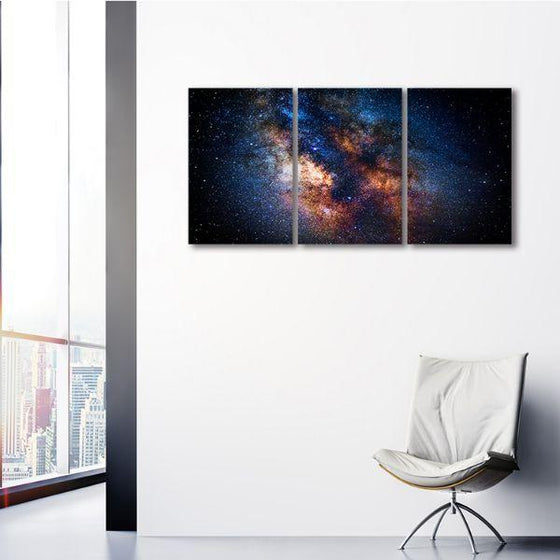 Colorful Outer Space 3 Panels Canvas Wall Art Print
