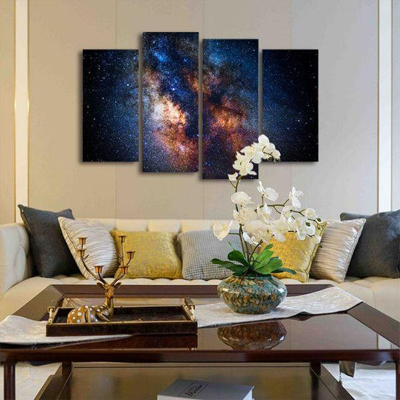 Colorful Outer Space 4 Panels Canvas Wall Art Living Room