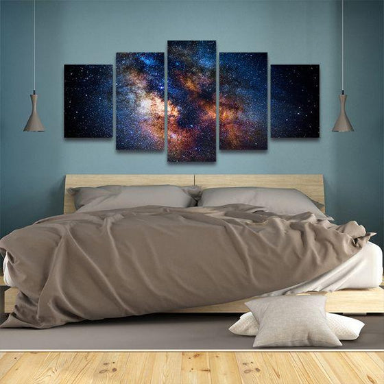 Colorful Outer Space 5 Panels Canvas Wall Art Bed Room