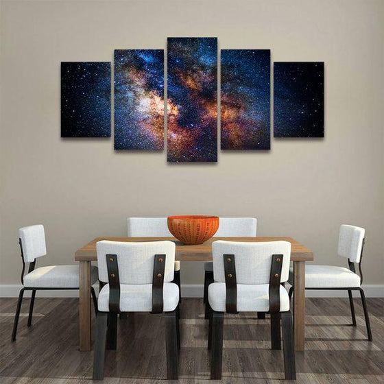 Colorful Outer Space 5 Panels Canvas Wall Art Dining Room