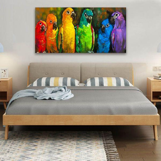 Colorful Parrots 1 Panel Canvas Wall Art Bedroom