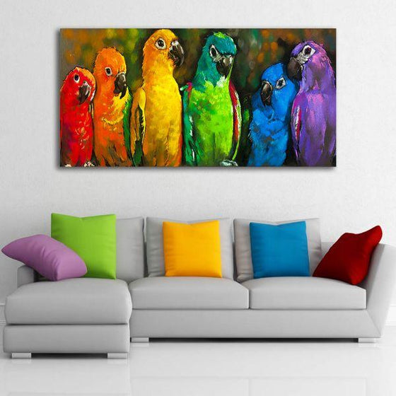Colorful Parrots 1 Panel Canvas Wall Art Living Room