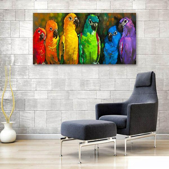 Colorful Parrots 1 Panel Canvas Wall Art Office