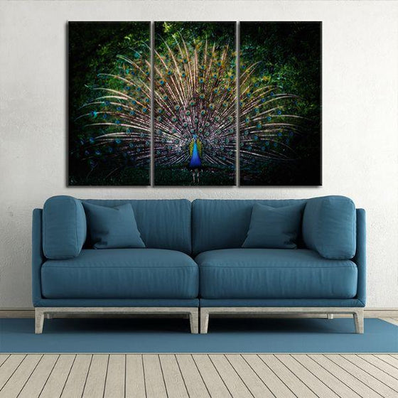 Colorful Peacock Tail 3 Panels Canvas Wall Art Living Room