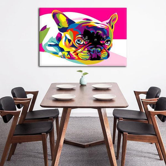 Colorful Pug Canvas Wall Art Dining Room