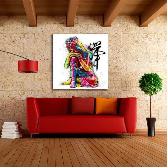Colorful Resting Buddha Canvas Wall Art Living Room