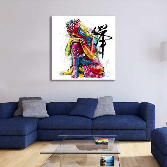 Colorful Resting Buddha Canvas Wall Art Print