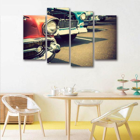 Colorful Retro Cars Canvas Wall Art Dining Room