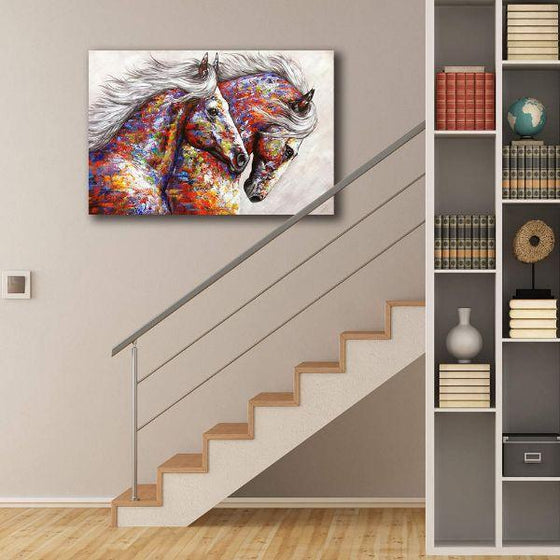 Colorful Running Horses Canvas Wall Art Decor
