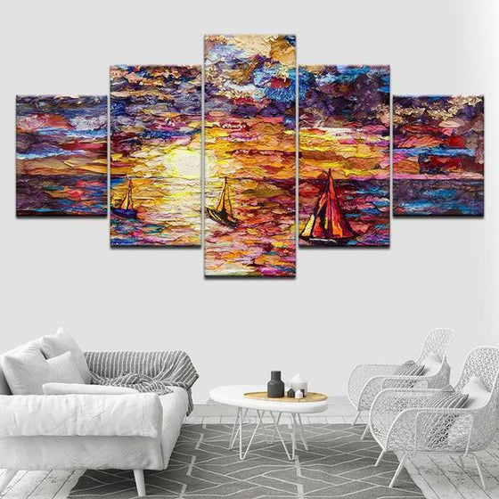 Colorful Sailboat View Canvas Wall Art Living Room