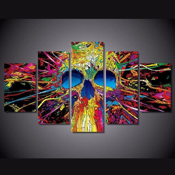 Colorful Skull Contemporary Wall Art Canvas