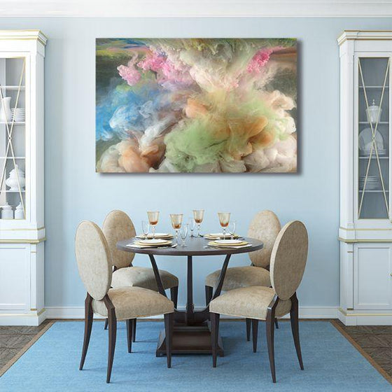 Colorful Smoke Abstract Canvas Wall Art Dining Room