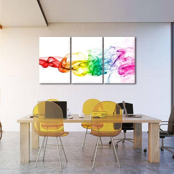 Colorful Smoke Abstract 3 Panels Canvas Wall Art Office