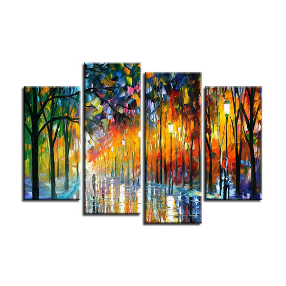 Colorful Tall Thin Trees Canvas Wall Art
