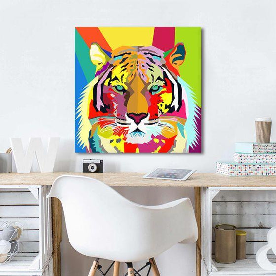 Colorful Tiger Contemporary Canvas Wall Art Bedroom