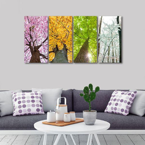 Colorful Treetops 4 Panels Canvas Wall Art Print