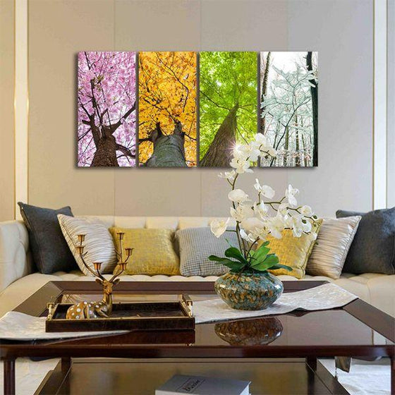 Colorful Treetops 4 Panels Canvas Wall Art living Room