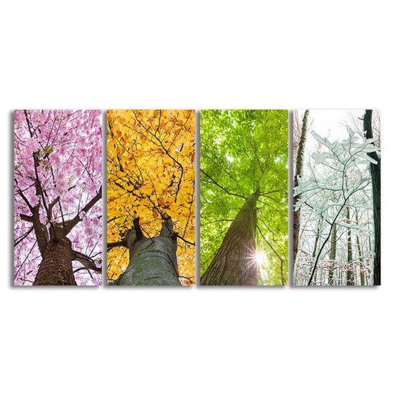 Colorful Treetops 4 Panels Canvas Wall Art
