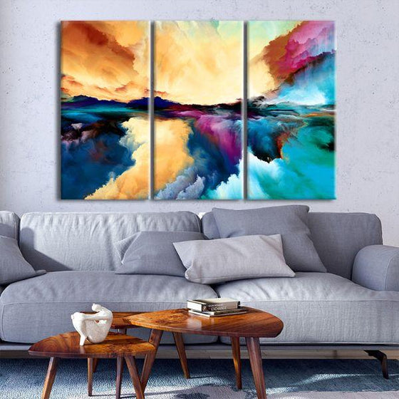 Colorful Universe Abstract 3-Panel Canvas Wall Art Decor