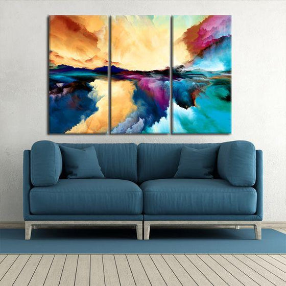 Colorful Universe Abstract 3-Panel Canvas Wall Art Living Room