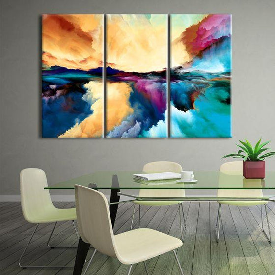 Colorful Universe Abstract 3-Panel Canvas Wall Art Office