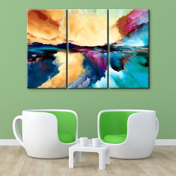 Colorful Universe Abstract 3-Panel Canvas Wall Art Print