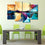 Colorful Universe Abstract 4-Panel Canvas Wall Art Dining Room