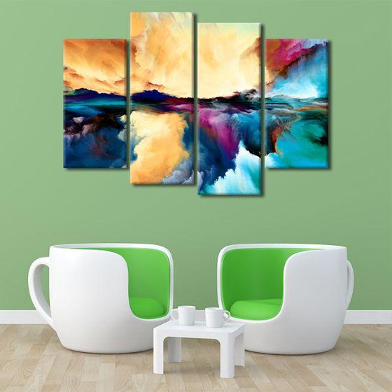 Colorful Universe Abstract 4-Panel Canvas Wall Art Set