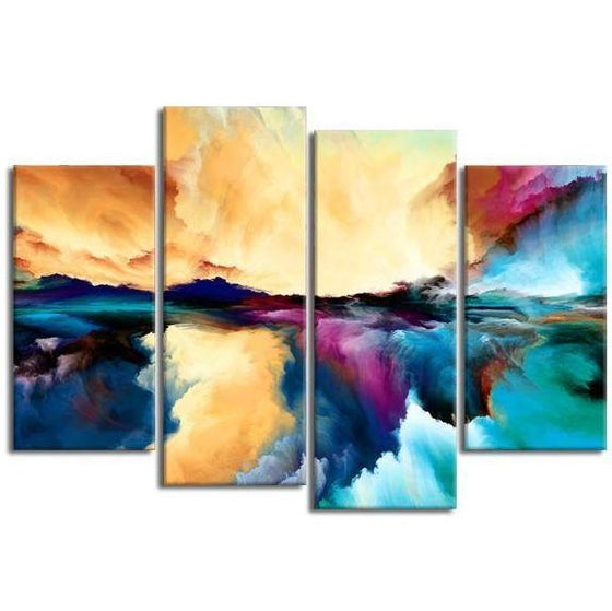 Colorful Universe Abstract 4-Panel Canvas Wall Art