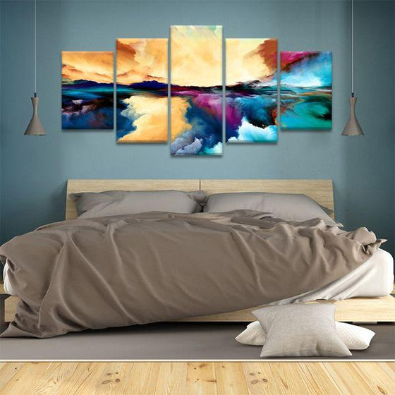 Colorful Universe Abstract 5-Panel Canvas Wall Art Bedroom