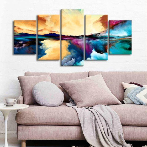 Colorful Universe Abstract 5-Panel Canvas Wall Art Living Room