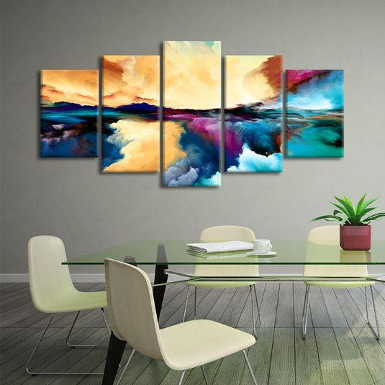 Colorful Universe Abstract 5-Panel Canvas Wall Art Office
