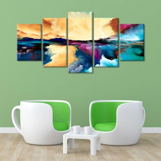 Colorful Universe Abstract 5-Panel Canvas Wall Art Set