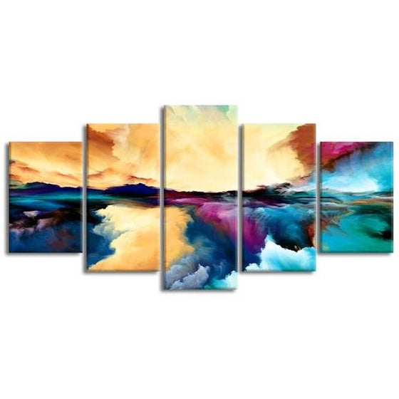Colorful Universe Abstract 5-Panel Canvas Wall Art