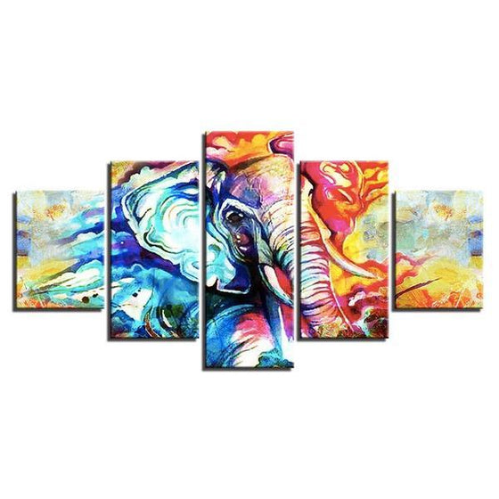 Colorful Wild Elephant Wall Art Canvas