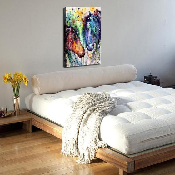 Colorful Wild Horses Canvas Wall Art Bedroom