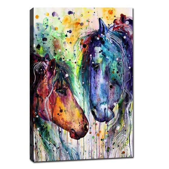 Colorful Wild Horses Canvas Wall Art