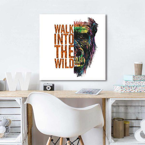 Colorful Wild Monkey & Quote Canvas Wall Art Decor