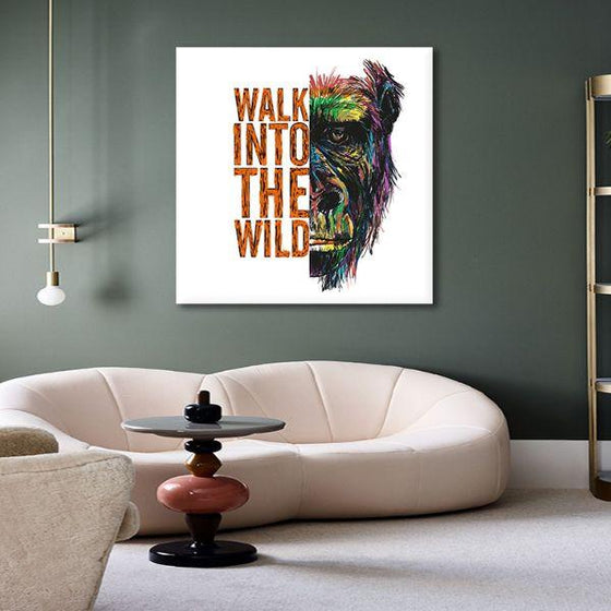 Colorful Wild Monkey & Quote Canvas Wall Art Living Room