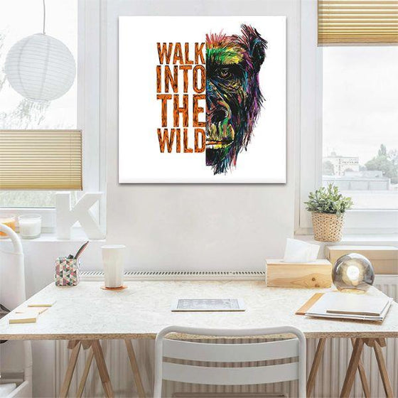 Colorful Wild Monkey & Quote Canvas Wall Art Print